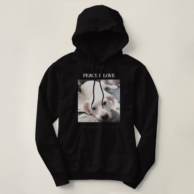 Pull À Capuche Jolie Chien Chien Chien Paix et Amour Noël (Design devant)