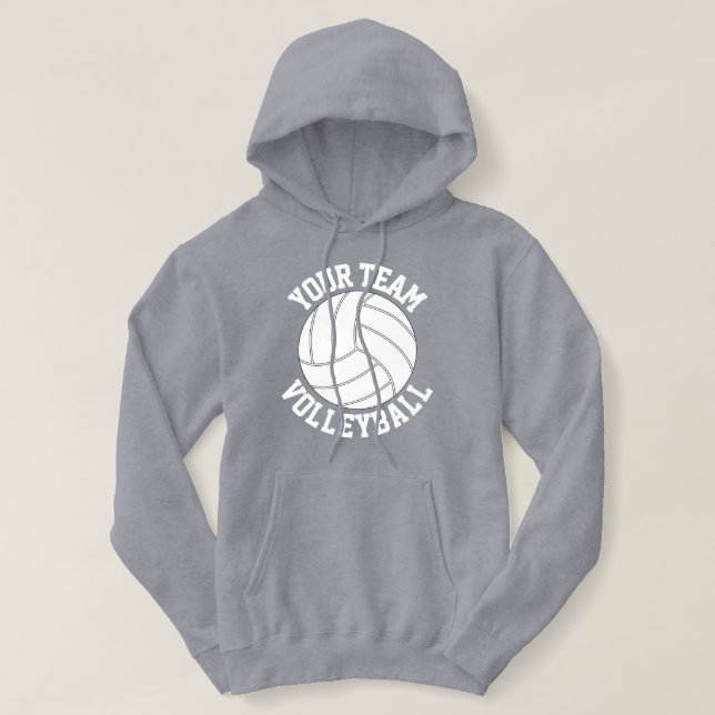 Pull À Capuche Joueur ou entraîneur de volley-ball Nom d'équipe p (Design devant)