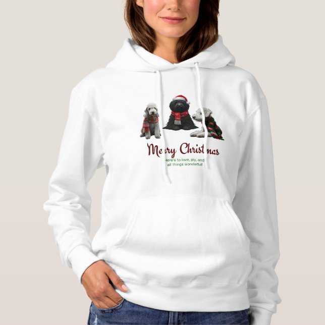 Pull À Capuche Joyeux Chiens de Noël (Devant)