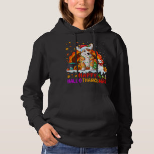 Pull À Capuche Joyeux Hallothanksmas Corgi Chien Halloween Thanks