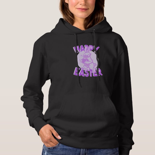 Pull À Capuche Joyeux Masque Visage Pâques Bunny Pastel Purple (Devant)