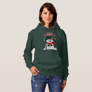 Pull À Capuche Joyeux Noël avec un Bonhomme de Neige Magique