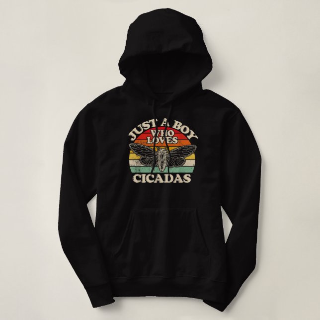 Pull À Capuche Juste un garçon qui aime les Cicadas (Design devant)
