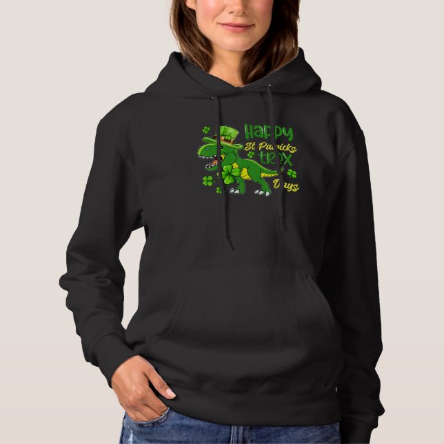 Pull À Capuche Kids Happy St Patricks Trex Day Cute Dinosaur Luck (Devant)