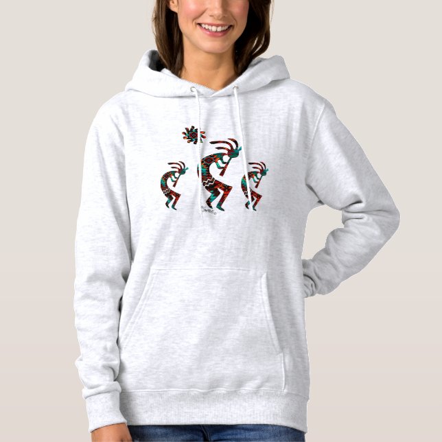 Pull À Capuche Kokopelli Sud-Ouest Jouant Le T-Shirt Flute (Devant)
