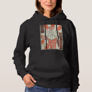 Pull À Capuche Kpop Finger Heart Saranghae Korea Pop Music Retro