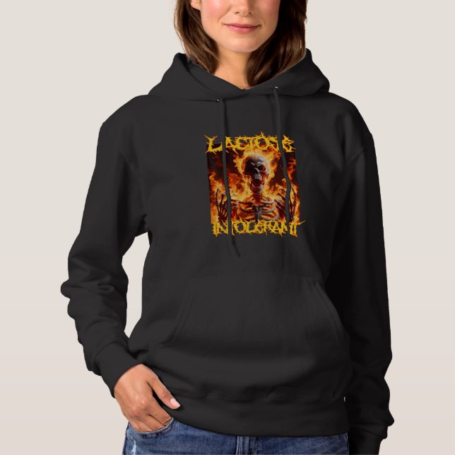 Pull À Capuche Lactose Intolérant Drôle Cringe Dur Skeleton Mème (Devant)