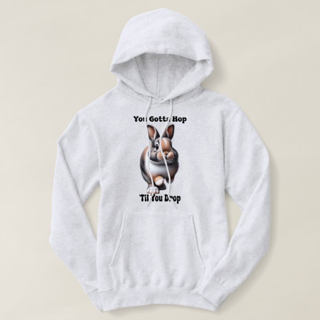 Pull À Capuche Lapin mignon qui sautille (Design devant)