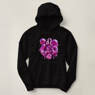 Pull À Capuche LEO Sign Horoscope Typography Pink Bubble Letters