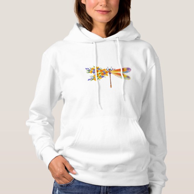 Pull À Capuche libellule de fleurs jaunes (Devant)