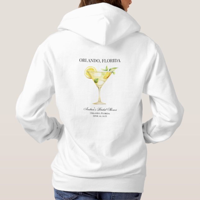 Pull À Capuche Lieu Personnalisé Cocktail au Citron Mariage Fête (Dos)