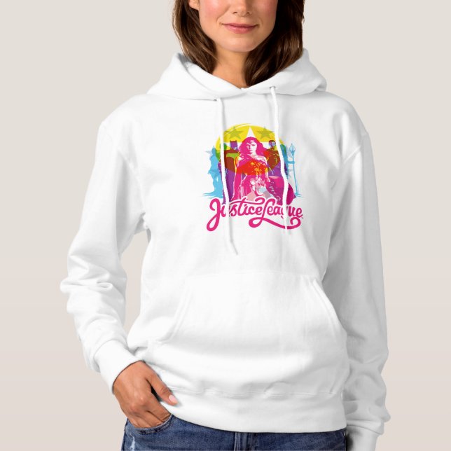 Pull À Capuche Ligue de Justice | Retro Group & Logo Pop Art (Devant)