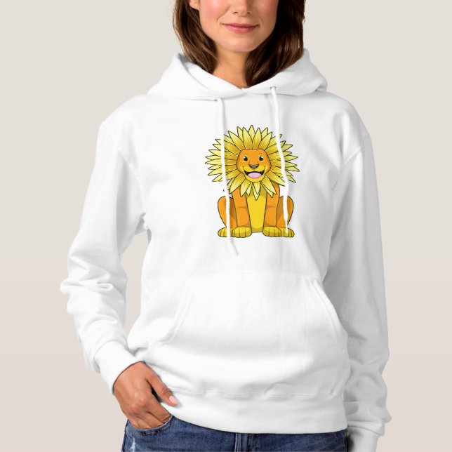 Pull À Capuche Lion avec Fleur de tournesol (Devant)
