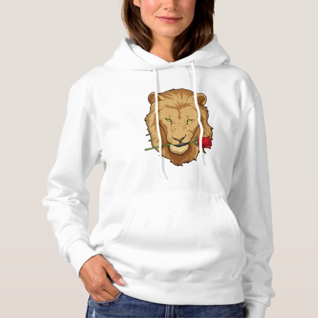 Pull À Capuche Lion avec Rose (Devant)