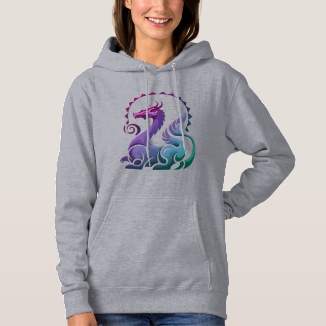 Pull À Capuche Logo de dégradé de dragon violet Abstrait (Devant)