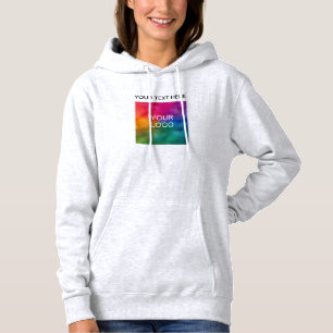 Pull À Capuche Logo Nom Personnalisé Femme Moderne Gris Cendré