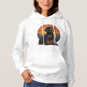Pull À Capuche Long Haired Dachshund amoureux de animal retro vin