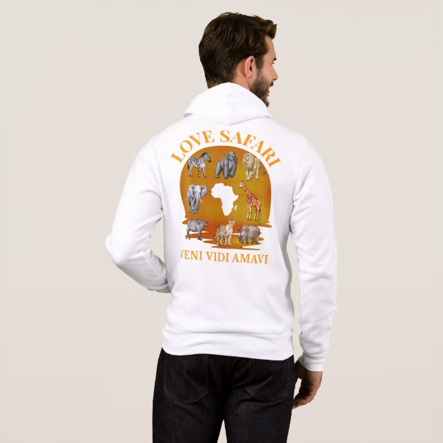 Pull À Capuche LOVE SAFARI Veni Vidi Amavi Family Group Réunion (Dos entier)