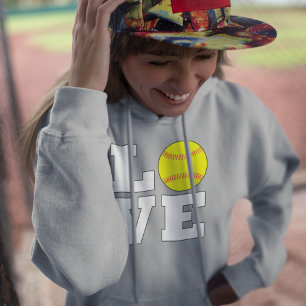 Pull À Capuche LOVE Softball Fastpitball Joueur de softball ou en