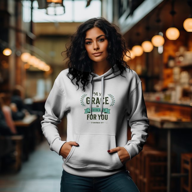 Pull À Capuche Ma Grâce est Suffisante Écriture Teal (Créateur téléchargé)