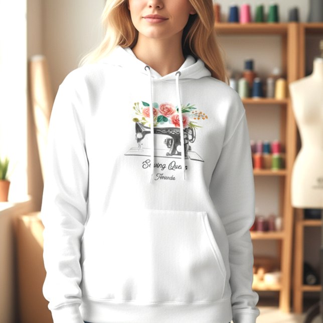 Pull À Capuche Machine à coudre sur mesure Seamstress blanc (Créateur téléchargé)
