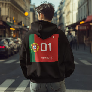 Pull À Capuche Maillot de footballeur du Portugal - Nom et numéro