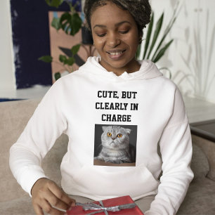 Pull À Capuche Maman Chat Moderne Texte Personnalisé Photo d'Anim