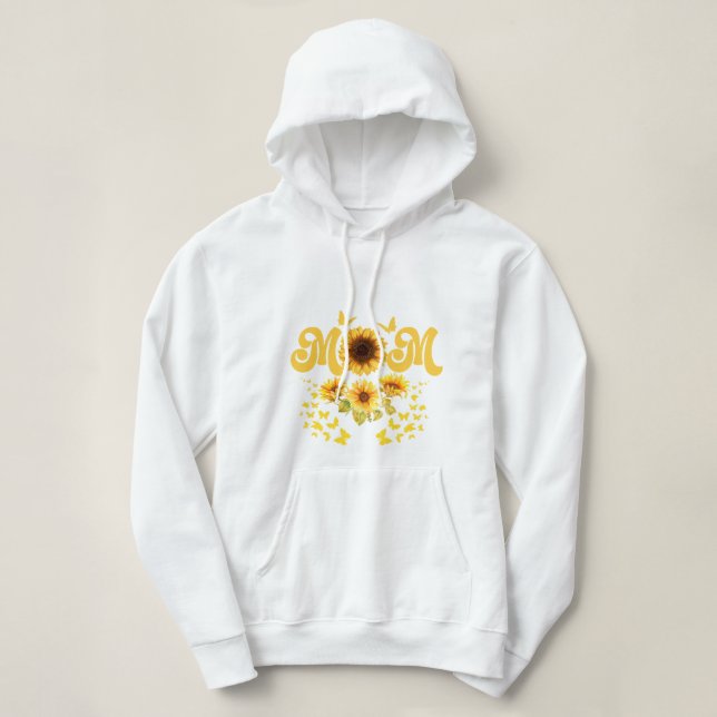 Pull À Capuche Maman Fun soleil brillant avec des papillons (Design devant)