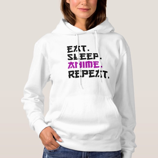 Pull À Capuche Manger Dormir Anime Répéter   (Devant)