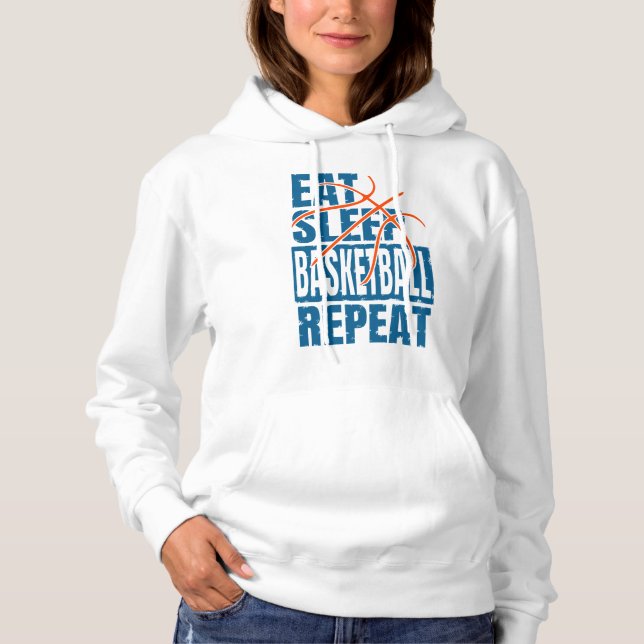 PULL À CAPUCHE MANGER DORMIR BASKETBALL RÉPÉTER (Devant)