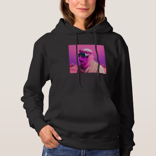 Pull À Capuche Masked Arab in a Vaporwave Desert Retrowave style (Devant)