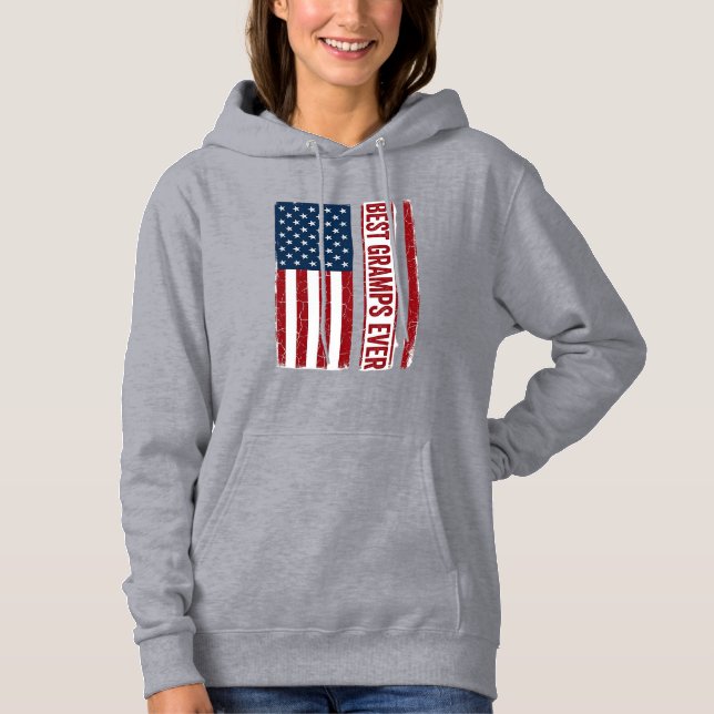 Pull À Capuche Meilleur Papi Patriote Drapeau Vector Design_1 (Devant)