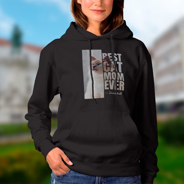 Pull À Capuche Meilleure maman chatte Jamais Personnalisé Animaux (Best Cat Mom Ever Photo Hoodie )