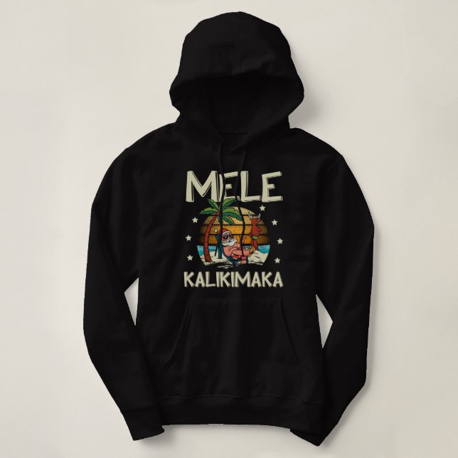 Pull À Capuche Mele Kalikimaka drôles de palmiers père Noël pour  (Design devant)