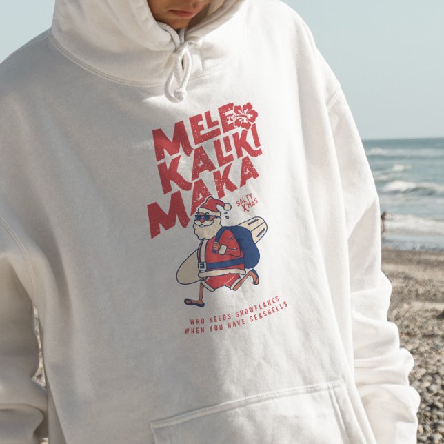 Pull À Capuche Mele Kalikimaka - Funny Noël hawaïen à Père Noël (Mele Kalikimaka - Funny Santa Hawaiian Christmas Hoodie)