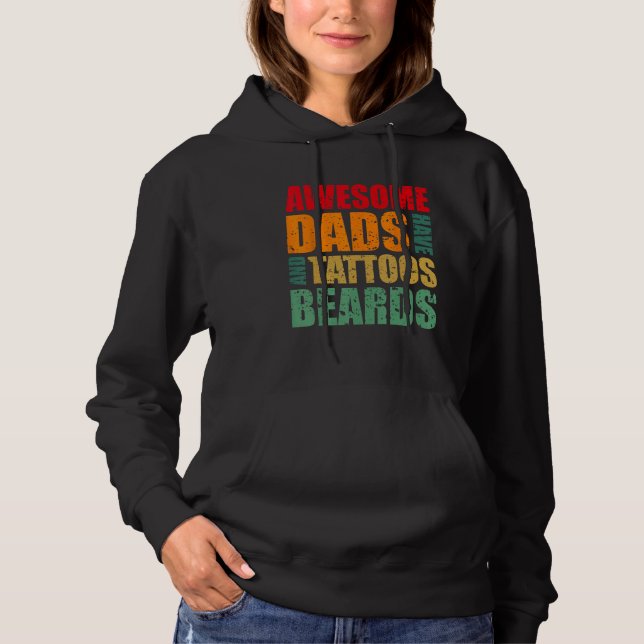 Pull À Capuche Mens  Retro Awesome Fathers Day Beards Tattoos Des (Devant)