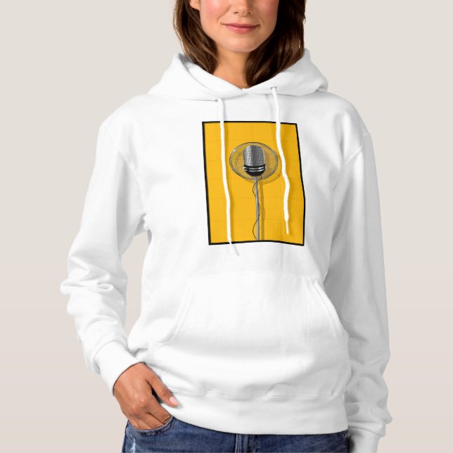Pull À Capuche Microphone Rétro sur Jaune Gras (Devant)