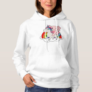 Pull À Capuche Mignon Axolotl sur T-shirt arc-en-ciel