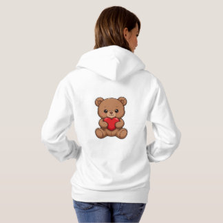 Pull À Capuche Mignon ours en peluche tenant un autocollant en fo