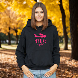 Pull À Capuche Mignon Voler comme une fille Avion rose Aviation f