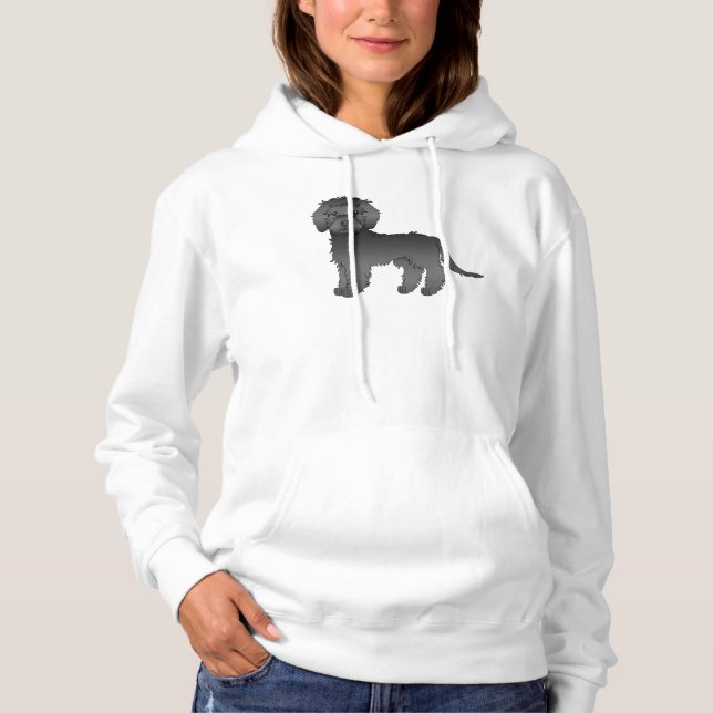 Pull À Capuche Mini Goldendoodle miniature noir Chien de dessin a (Devant)