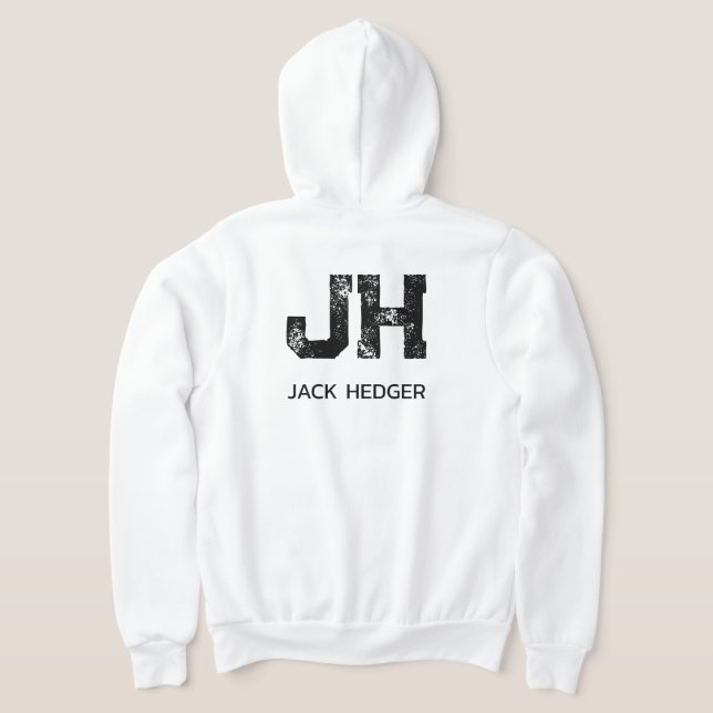PULL À CAPUCHE MINIMALIST BLACK TWO LETTER MONOGRAM NAME WHITE (Couchage Retour)