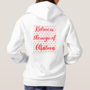 Pull À Capuche Modèle blanc de Noël imprimé x 2 côtés femmes