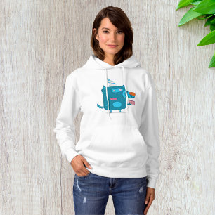 Pull À Capuche Monstre de dessin animé bleu avec Casquette de fêt