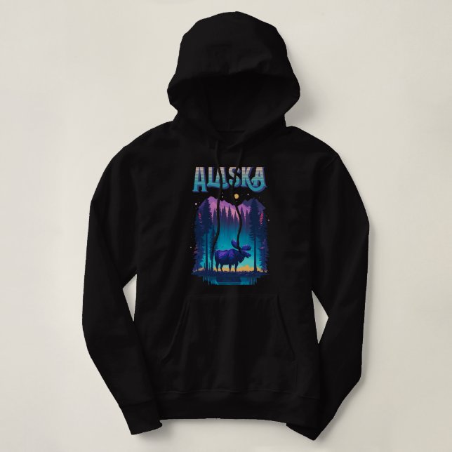 Pull À Capuche Moose Alaska Vacances Moose Alaska Yukon Moose (Design devant)