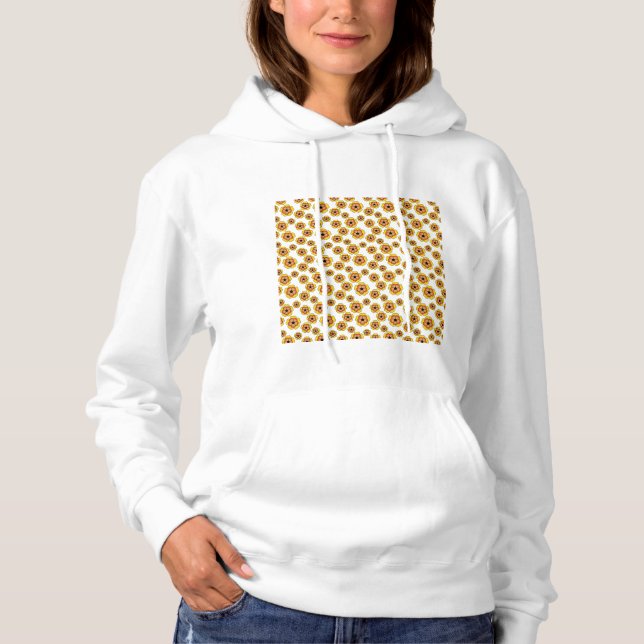 Pull À Capuche Motif de fleurs orange jaune (Devant)