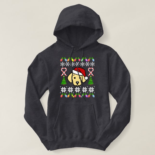 Pull À Capuche Motif jaune de Noël de chiot de Labrador (Design devant)