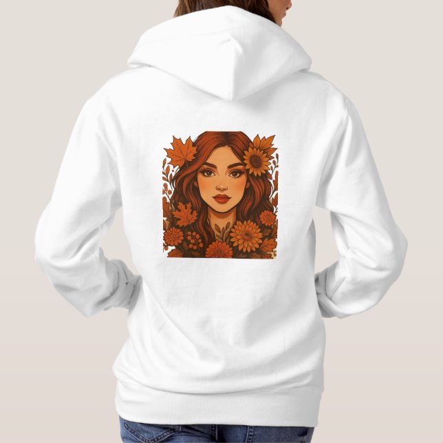 Pull À Capuche Muse d'automne - Femme aux fleurs d'automne (Dos)