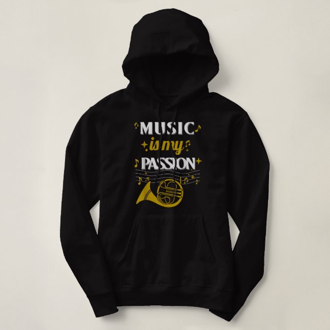 Pull À Capuche Musique est ma passion - Great Gift Music French H (Design devant)