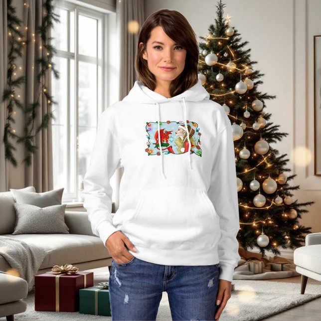 Pull À Capuche Noël Blonde Elf Red Dragon Imaginaire (Créateur téléchargé)